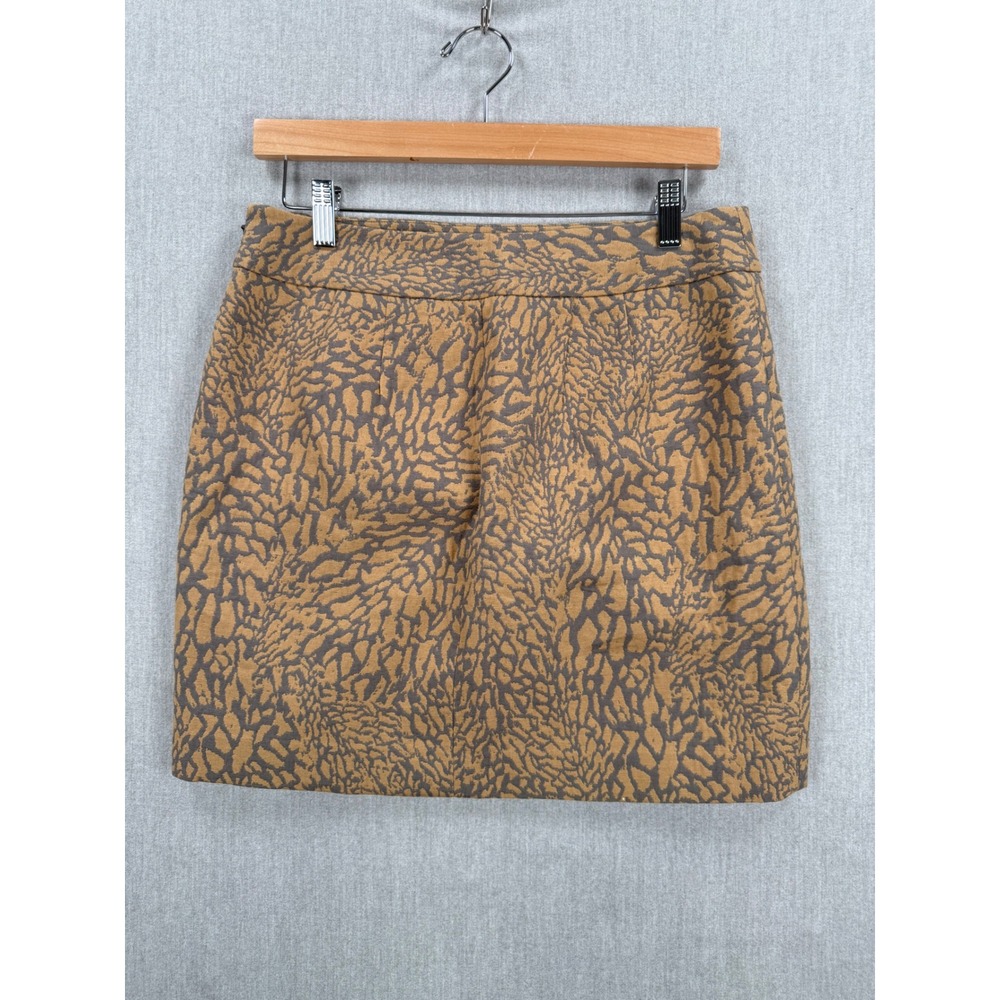 Ann Taylor LOFT Brown Tan Jacquard Abstract Animal Print Mini Skirt Size 4 - Picture 4 of 8